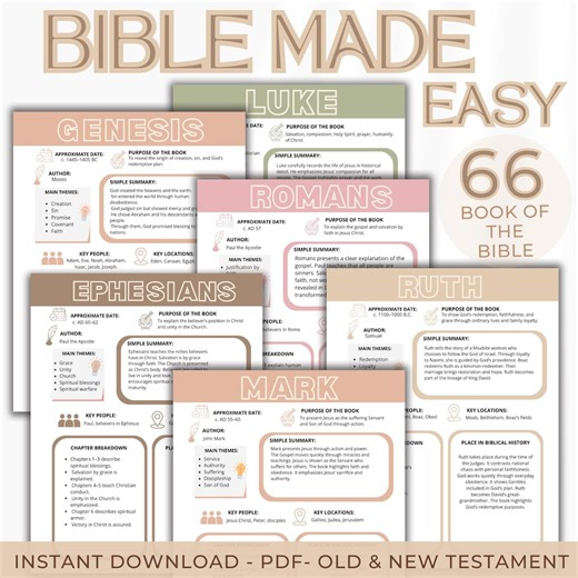 66 Book Bible Summary Guide, Old New Testament Overview (printable PDF) - Etsy