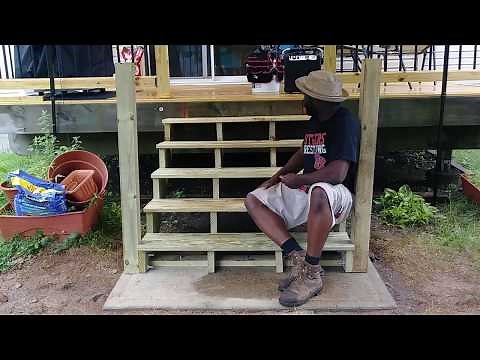 Deck Stairs + Red Head Sleeve Anchors + Concrete Pad = Sturdy!