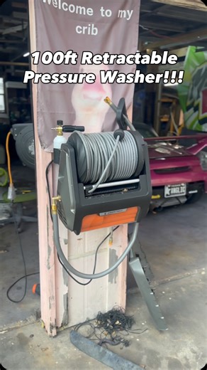 The @giraffetools 100ft retractable pressure washer might be my top 5 favorite garage tools. Perfect for washing cars without fighting the hose and wasting Gasoline and super convenient to use since it’s mounted right on the wall. LINK IN BIO, USE CODE: Gragg for a discount!!! . . . . #Ford #Mustang #newedge #sn95 #usdm #paint #302 #50 #powerwasher #giraffetools #garage #diy #kseries #transformation | Prestanium