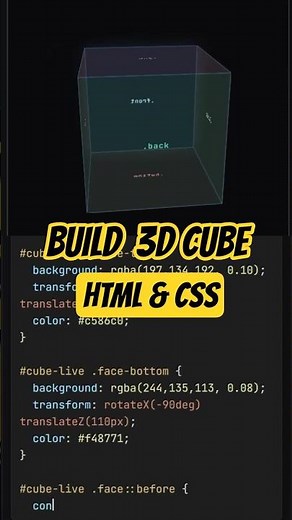 Create a 3D Cube with Source Code using HTML and CSS | CSS Animation Project 🔥