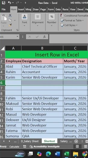 ➕ Insert Rows in Different Ways in Excel – Work Faster Like a Pro! #excel #exceltips #excelfunction