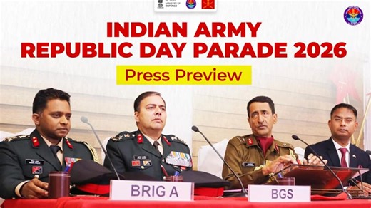 Ahead of the Republic Day Parade, the Indian Army addresses the media, outlining its diverse participation at #KartavyaPath​. This year’s presentation highlights operational preparedness, including the depiction of Op Sindoor, with marching contingents and displays arranged to reflect real-time operational formations, courage and coordination. A powerful glimpse into the Army’s readiness, resolve and commitment to the nation. #RepublicDay2026​ #RDP2026 | Ministry of Defence, Government of India