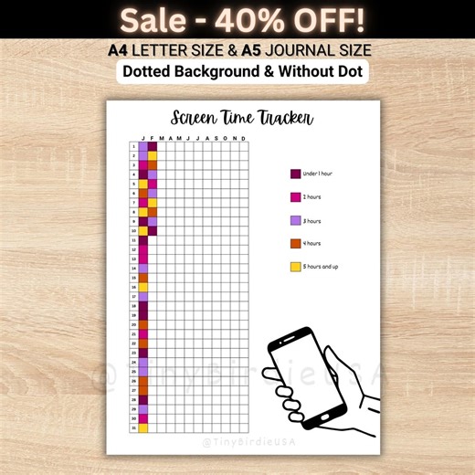 Screen Time Tracker Yearly - PRINTABLE Journal Page - Planner Page - Yearly Tracker - Habit Tracker - Phone Tracker - Screen Time Log - Etsy UK