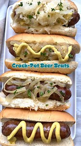 Slow Cooker Beer Brats Recipes: https://fitslowcookerqueen.com/slow-cooker-beer-brats/ | Shannon Epstein - Fit Slow Cooker Queen