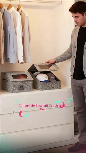 Baseball Cap Collapsible Storage Box, 1/2 Counts Large Capacity Foldable Hat Organizer, Versatile Storage Solution for Hats and Toys, Home Organizer for Bedroom, Box Only #homeorganization #baseballcaps #storageorganizer #closetorganizers #storagecontainers #bathroomstorage #laundrybasketorganizer #doublelaundryhamper #rollinglaundryhamper #convenientstorage