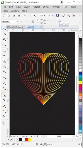 Gradient Line Heart Design in CorelDRAW