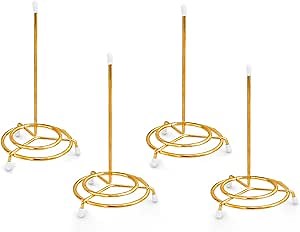 4PCS Check Spindle - Bill Check Fork Holder Memo & Receipt Spike - Stainless Steel - Organize Your Finances Easily (Yellow)