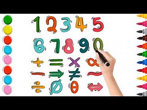 Part 1 How to Draw and Color Math Symbols and Numbers 1 to 10 for Kids !