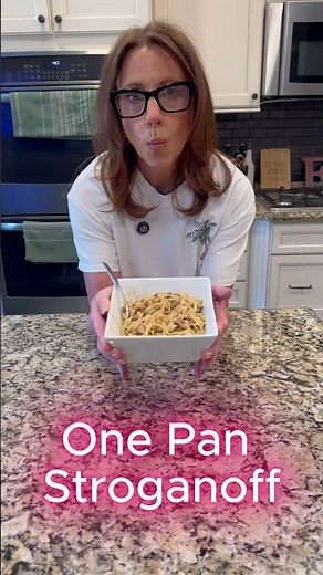 One Pan Beef Stroganoff 🥩🍄 Creamy Comfort Food in One Pan! #ourfamilytableco