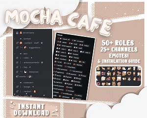 Mocha Cafe Discord Server Template | 50  Roles 25  Channels | Cozy, Kawaii, Cute, Aesthetic | INSTANT DOWNLOAD | Emotes Included - Etsy