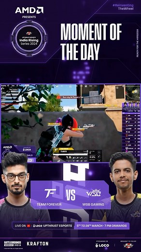 UPTHRUST ESPORTS on Instagram: "Gear up for the ultimate showdown: TEAM Forever vs WSB gaming! AMD is hyped to bring you the UpThrust Esports India Rising Series 2024. Get ready to dominate and climb to the top! Don’t miss out - catch it live on YouTube and LOCO, exclusively on the UpThrust Esports channel, airing from March 5th to 28th at 5 PM onwards. #AMD #Loco #UpThrustEsports #BGMI #IndiaRisingSeries 🎮"