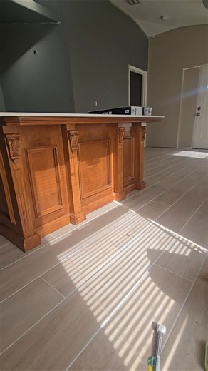 How to turn a $80 desk into a $10k island. Solid wood with quartz counter