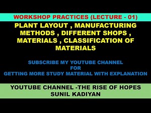 WORKSHOP PRACTICES │ PLANT LAYOUT │ MANUFACTURING METHODS │ DIFFERENT SHOPS │ MATERIALS │ L-1