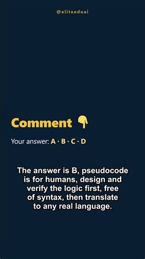 Coding Quiz: What Is Pseudocode FOR? 🧠 #coding #shorts