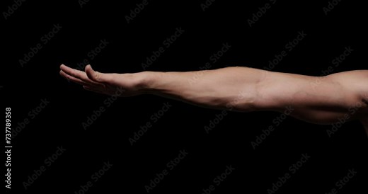 Hand gestures with alpha channel. Pre keyed. Muscular male hand waving someone away