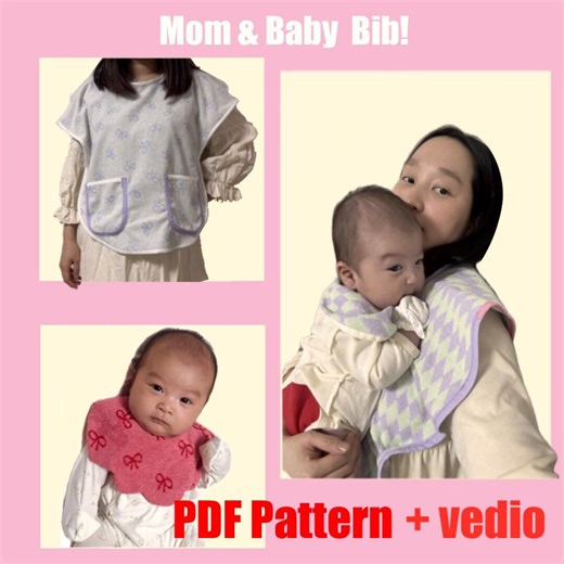 Mom and Baby Bib Sewing – Matching Caregiver (PDF Pattern A4/A3) - Etsy