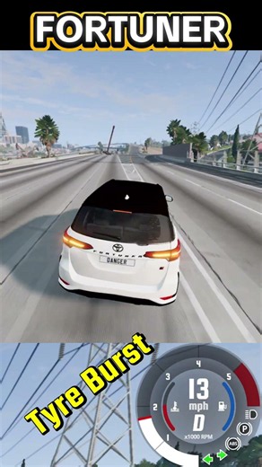 Fortuner's Tyre Explodes at 170 MPH! 😱 #shorts #beamng
