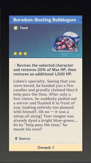 Lohen's Specialty Dish: Boredom-Busting Bubblegum [ Genshin Impact ]