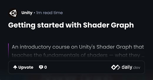 Getting started with Shader Graph | daily.dev