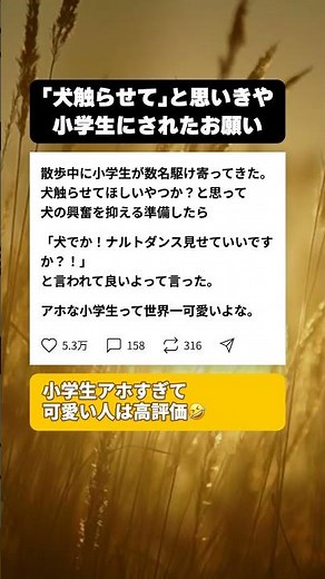 「犬触らせて」かと思ったら…小学生集団から言われた『斜め上のお願い』が可愛すぎて平和だったｗ #面白い話 #小学生