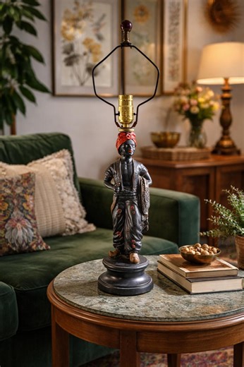 Art Deco Chalkware Figural Lamp, Man in Turban, Antique Lighting - Etsy