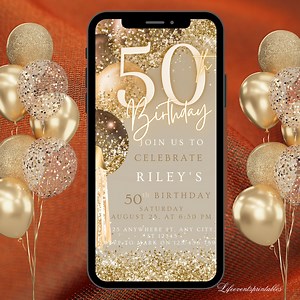 Digital 50th Birthday Invitation for Women, Editable 50th Invite Evite, Virtual Rustic Fifty Party Invite for Her, Birthday Invite for Her - Etsy