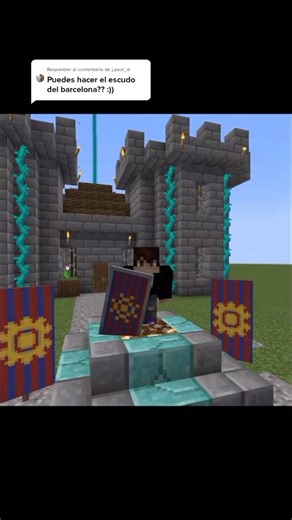 Crea el escudo del Barcelona en Minecraft