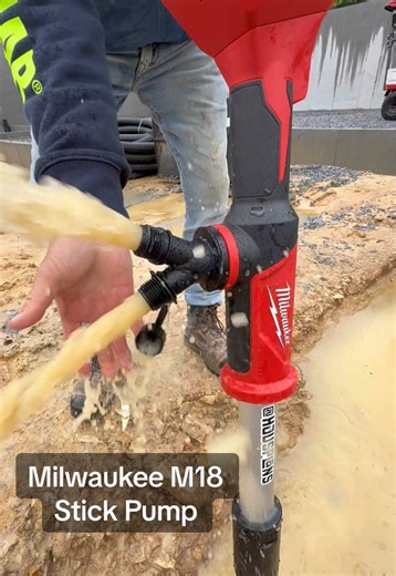 We’ve had 4 straight days of rain, but we were able to pump out the job site with a Milwaukee M18 Stick Pump #tools #build #howto #construction #diy