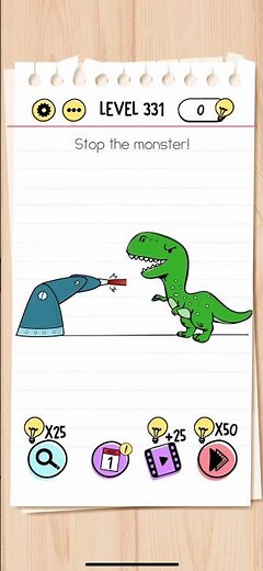 Brain Test Level 331 Stop the monster Answer