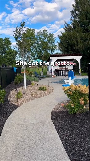 She wanted a grotto, waterfall & pool bar. He wanted a putting green. The result? A backyard everyone uses. #backyarddesign #pooldesign #luxuryliving #outdoorliving #poolbar #grotto #waterfeature #puttinggreen #landscapedesign #hardscaping #nazarethpa #prolificdesign #designfirst #backyardgoals #beforeandafter #poolbuilders | Prolific