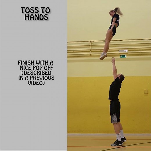 Toss to hands instructional video - cheerleading partner stunts