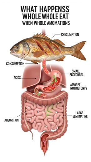 What Happens When You Eat a Whole Roasted Fish?| Human Digestion Explained in 3D Animation#3danatomy