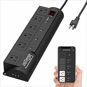 Smart Plug Power Strip, 6sockets with 2 Always on Outlets, WiFi Surge Protector Compatible with Alexa & Google Home,Wall Mountable,Home Office Multi-Plug Extender, Black