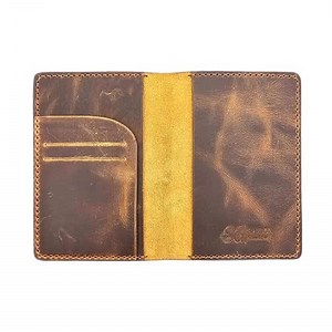 Leather Passport Holder for Men and Women - Handmade Vintage Travel Wallet - Mens Passport Case with Card Organizer - Genuine Leather Passport Cover - 2 Card Slots (Style A)