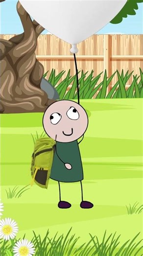 Guy flies away on a helium balloon. Stickman memes video. Funny animation meme.