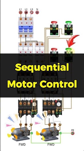 Sequential Motor Control Circuit for Two Motors | Two Motor Sequential Start Stop Control Circuit