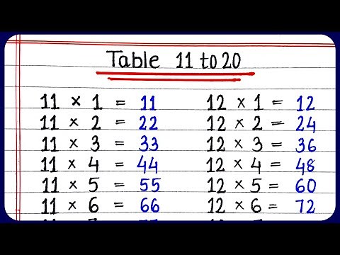 Table of 11 to 20 | multiplication table of 11 to 20 | rhythmic table of eleven to twenty