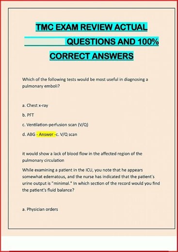 Tmc Exam Review Actual Questions And 100 Correct Answers video