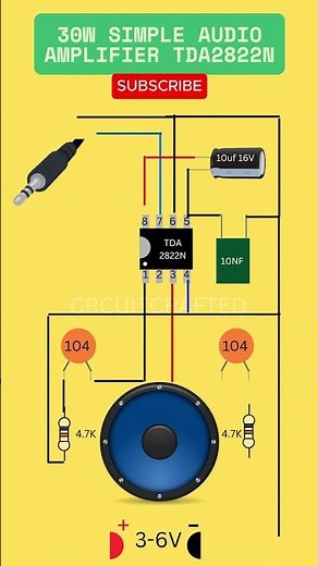 Simple Audio Amplifier (30W)TDA2822 #diy