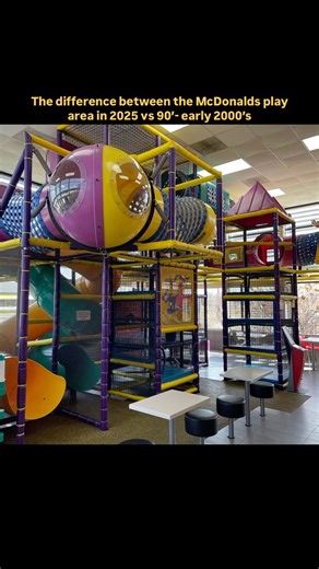 Memoir World on Instagram: "The McDonald’s play areas of the 1990s and early 2000s were loud, colorful, and full of life—towering plastic tunnels, twisty slides, ball pits, and wild mascots that turned every visit into a mini theme park. They were sweaty, chaotic, and a total sensory overload in the best way possible. These playgrounds were less about aesthetics and more about adventure, where kids could lose track of time in a maze of plastic wonder. Fast forward to 2025, and that once vibrant 