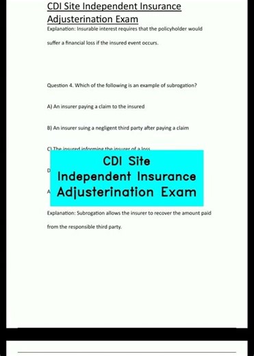 CDI Site Independent Insurance Adjusterination Exam video