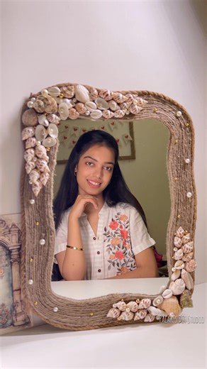 Makeover of the Old waste mirror to Wow 🤩 #diy #makeover #aesthetic #handmade #wallart #upcycle