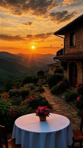 Peaceful Sunset Mountain View at Cozy Countryside Villa 🌄 Relaxing Nature Scenery for Calm and Sleep