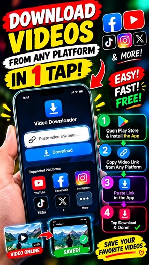 (Android Trick) Download Videos From ANY Platform in 1 Tap! 🤯🔥 Facebook, YouTube & More |