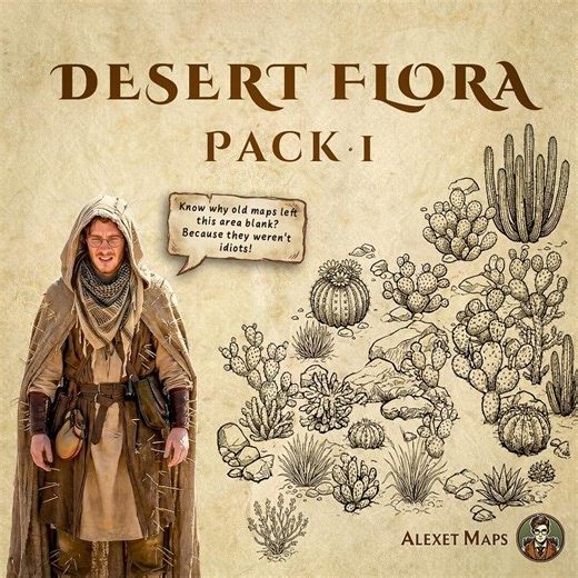 Wonderdraft Desert Flora Assets: Cacti & Shrubs Brushes - Commercial Use Included - Fantasy RPG Cartography Dnd Pathfinder Map Symbols - Etsy