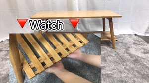 Nnewvante Coffee Table Foldable Bamboo Mid Century Desk TV Stand with Open Storage Shelf Center Table for Living Room Furniture RV No Assembly