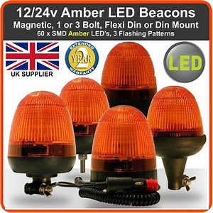 Green & Amber LED Beacons 12-24v Tractor Digger Dumper Seat Belt Warning Lights  | eBay UK