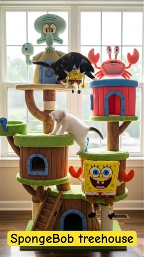 SpongeBob treehouse #cat #cute #funny #family #shorts ￼