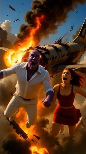 Shocking Plane Crash, (Thanos & Natasha's Emotional Reunion make you cry) #thanos #ai #shorts
