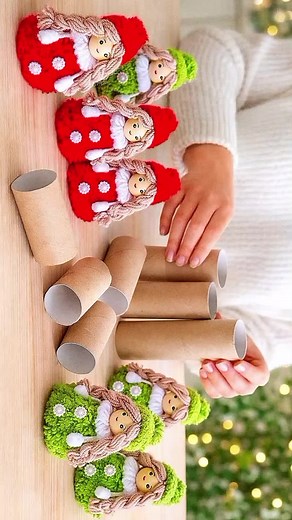 Festive Doll Figures from Toilet Paper Rolls | Simple Christmas DIY Craft for Home Decor #christmasdecor #papercrafts #handmade #foryou #fyp
